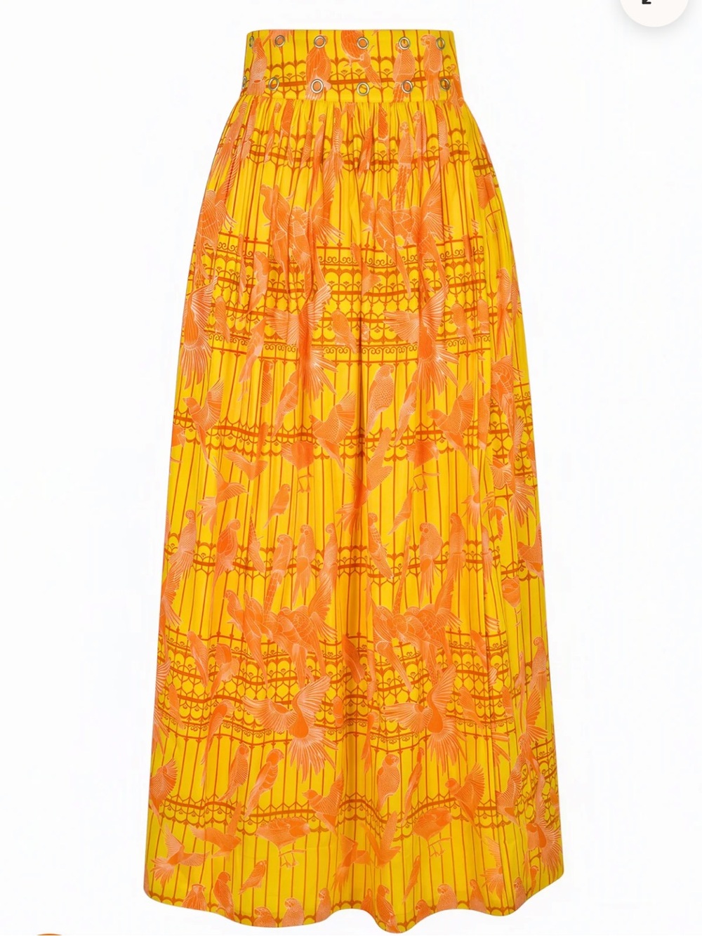 NWT Coniglio silk wrap Yellow Bird-Print Tie-Waist Maxi Skirt - Picture 4 of 5